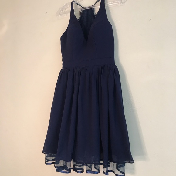 Dark Blue Lace-Back & Detailed Bottom Dress - Picture 6 of 6